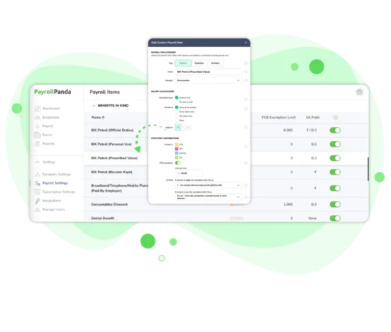 Adding custom payroll items