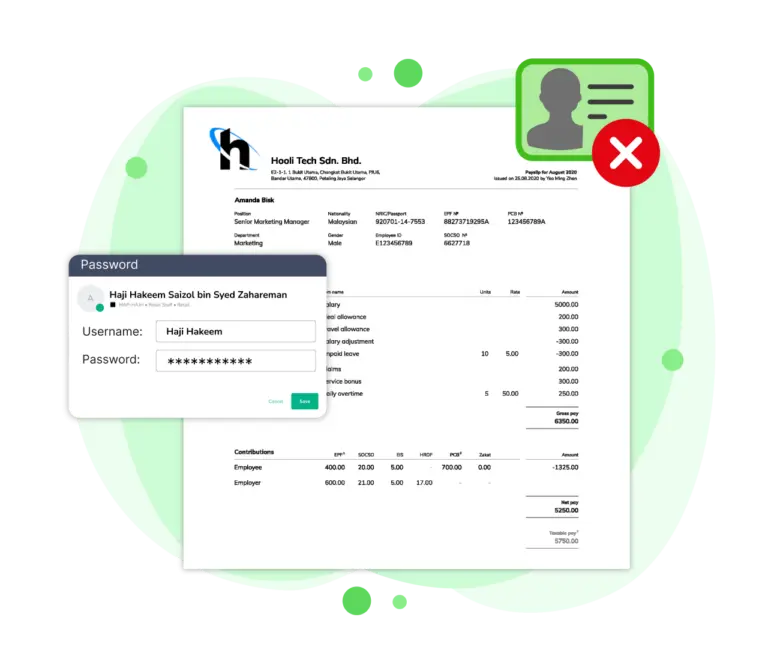Password protected payslip