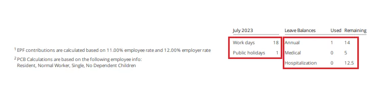 Leave balance details on payrollpanda