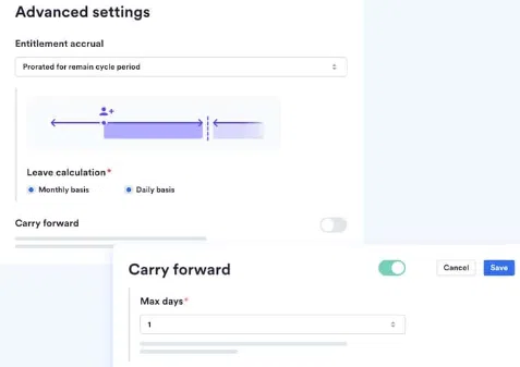 Swingvy's leave feature advanced settings