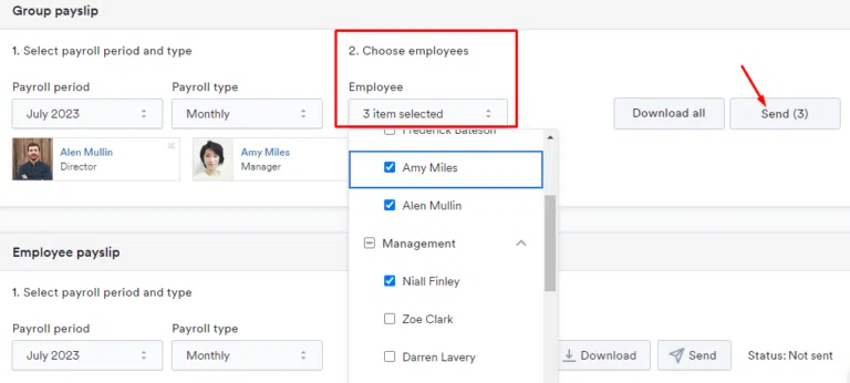 Swingvy's setting to distribute payslips