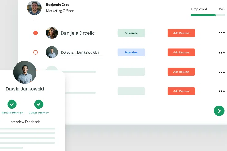 view of BrioHR's recruitment and applicant tracking feature