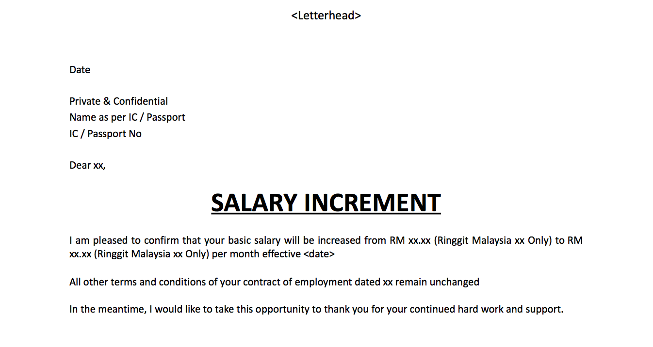 Salary increment letter