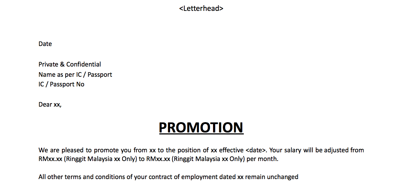 Promotion letter