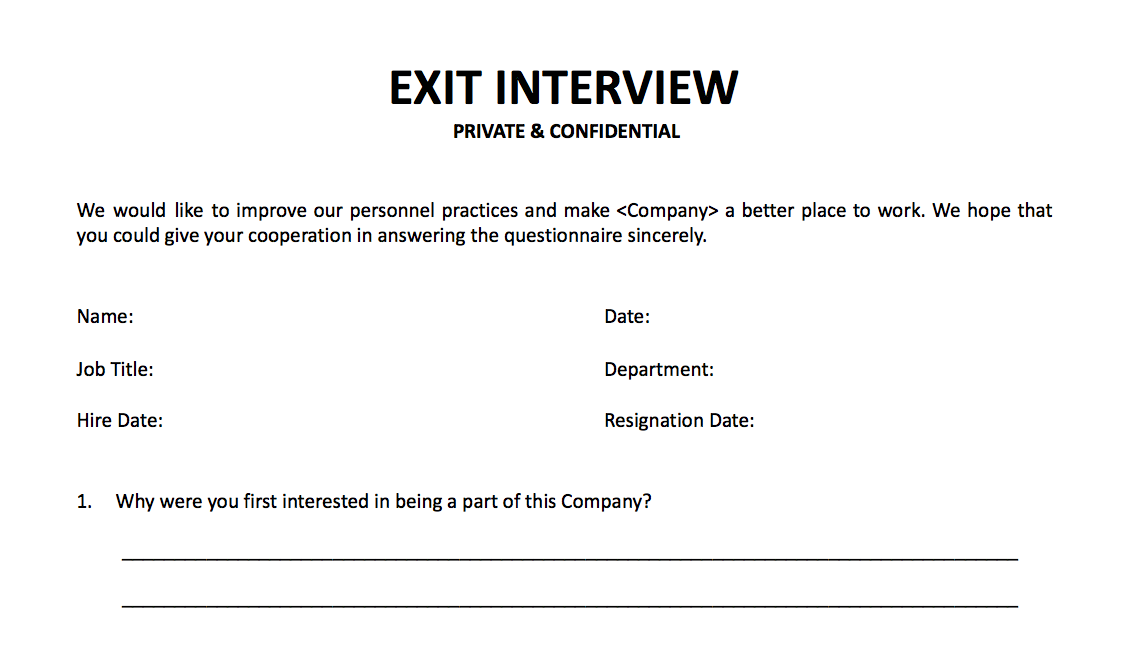 Exit interview letter