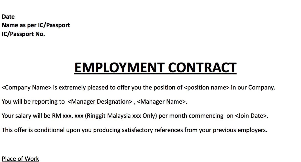 employment contract letter