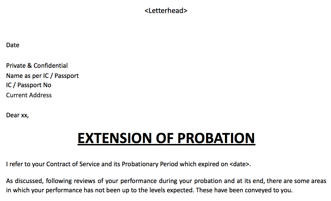 Extension of probation letter