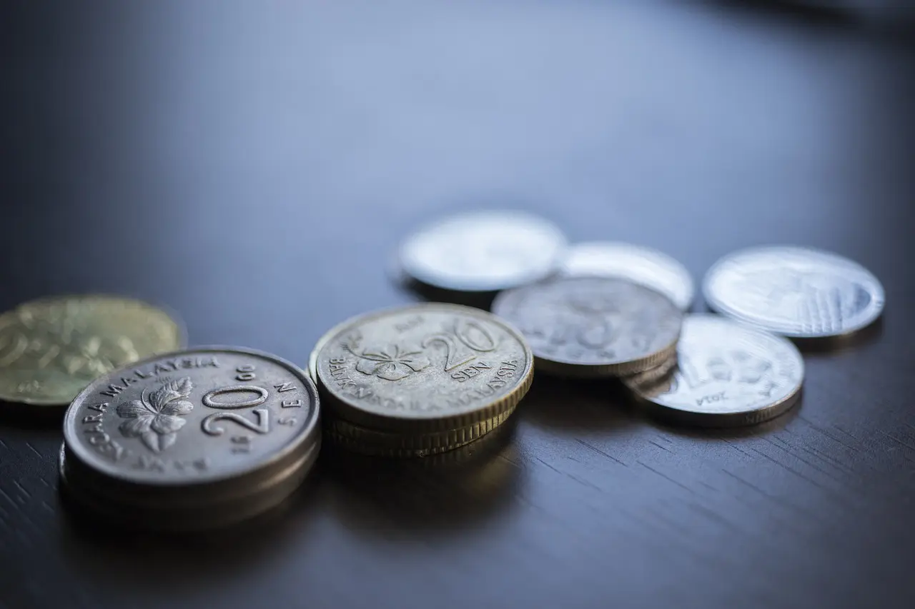 Coins on a table