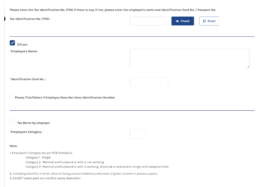 Filling in employee details and remuneration for CP8D