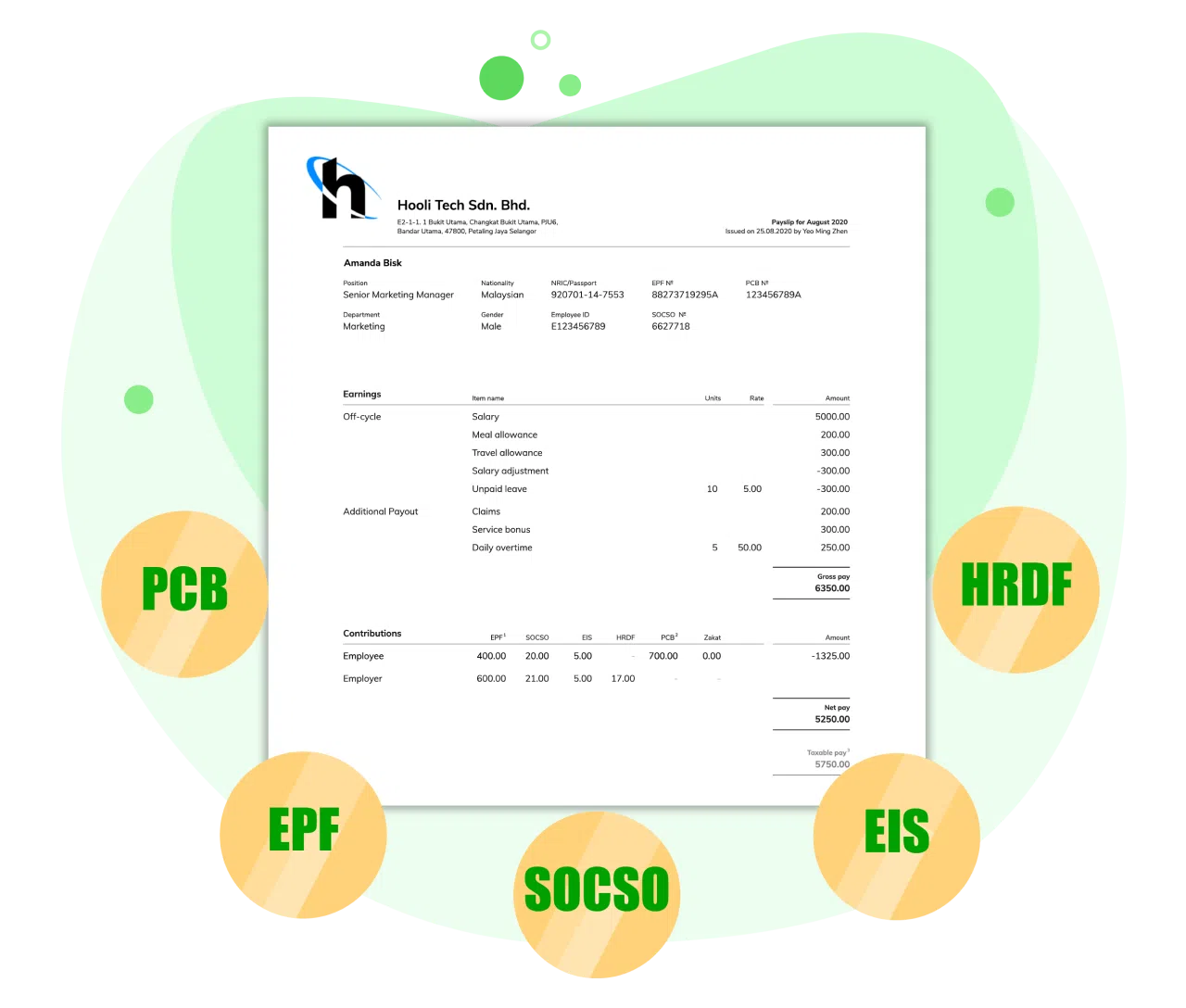 Accurate payslips with tax contribution amounts