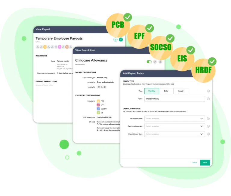 Customizable payroll settings