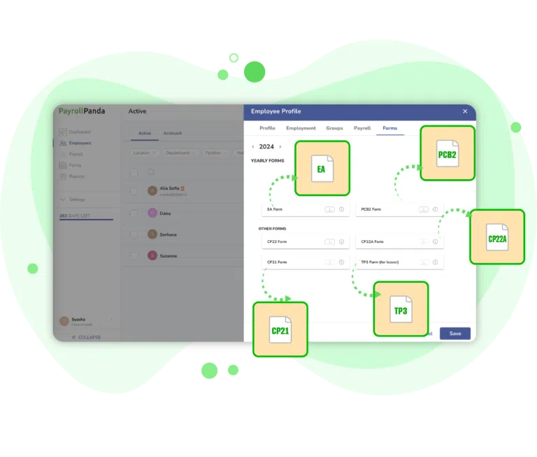 Forms in employee profile