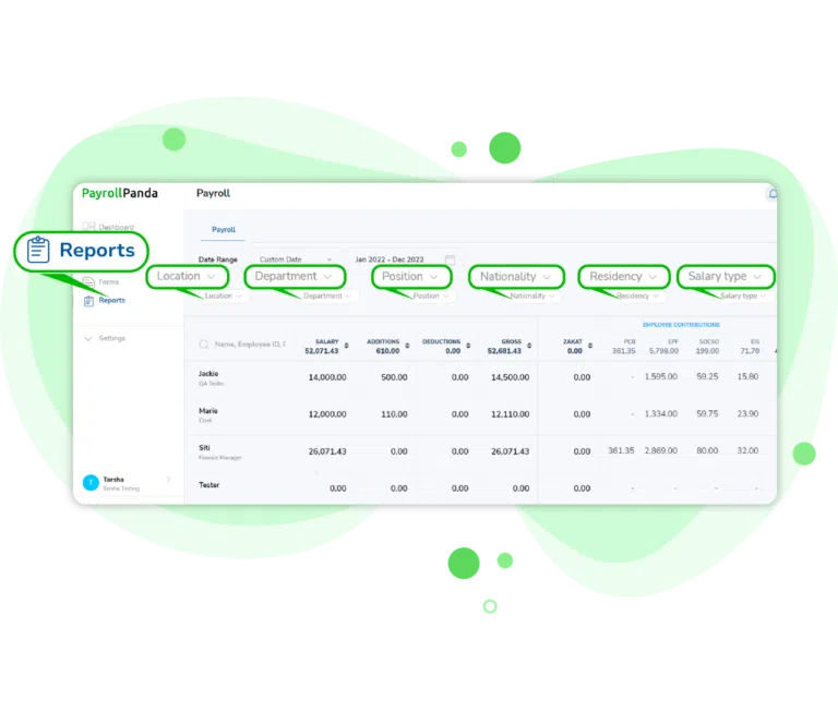 Filtering payroll reports