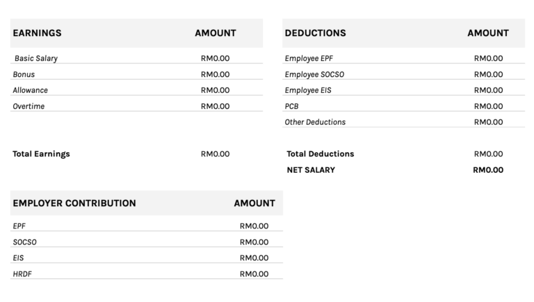 Basic payslip template