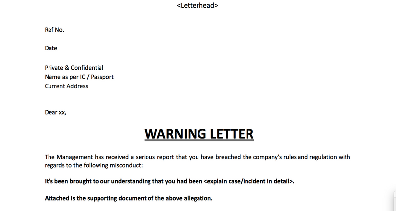 Warning letter template