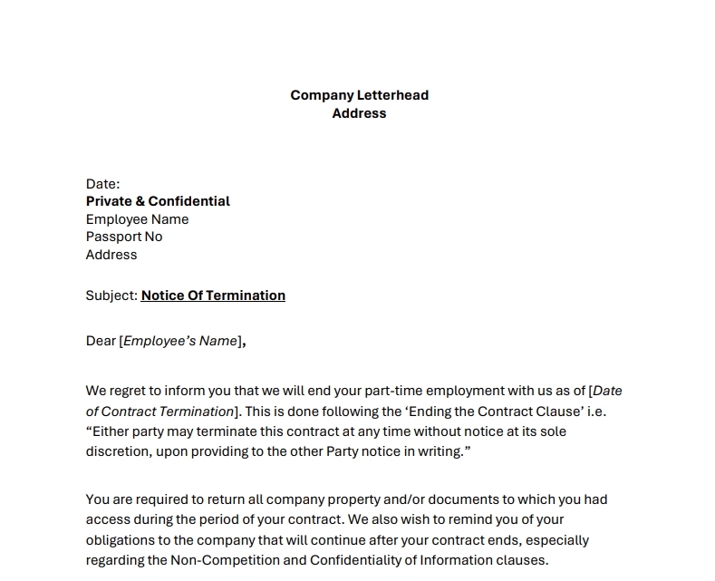 header image for termination letter template