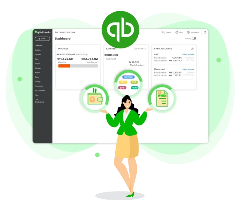 QuickBooks dashboard