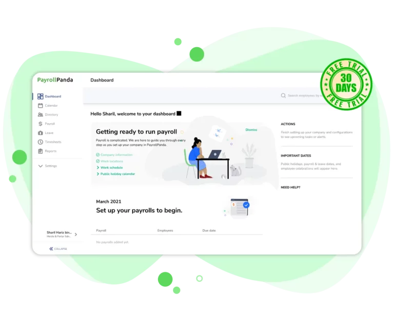 Payrollpanda dashboard on web